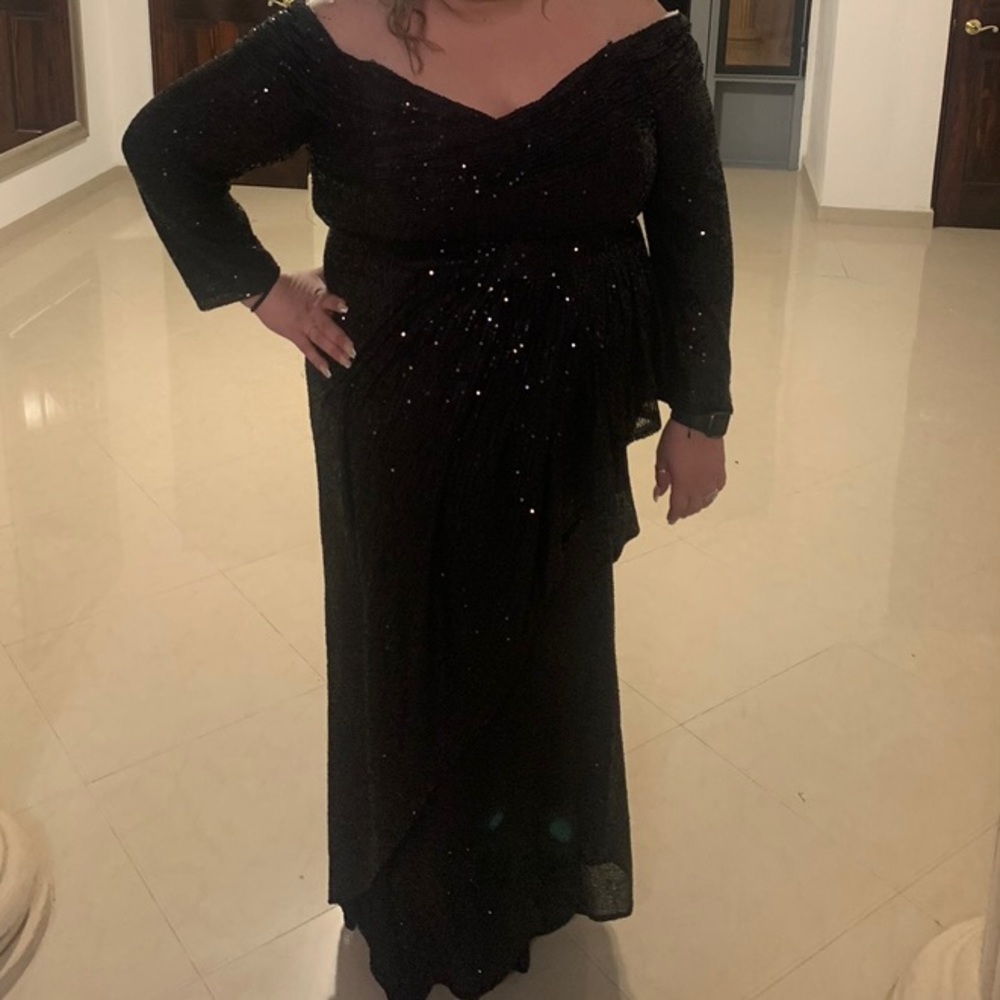 Black long sequin dress